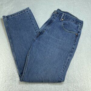 Levis 505 Jeans Mens 36x32 Blue Regular Straight Stonewash High Rise Denim